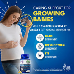 The Veggie Doctor algae-sourced DHA label indicating sustainable, carrageenan-free prenatal omega-3 choice.