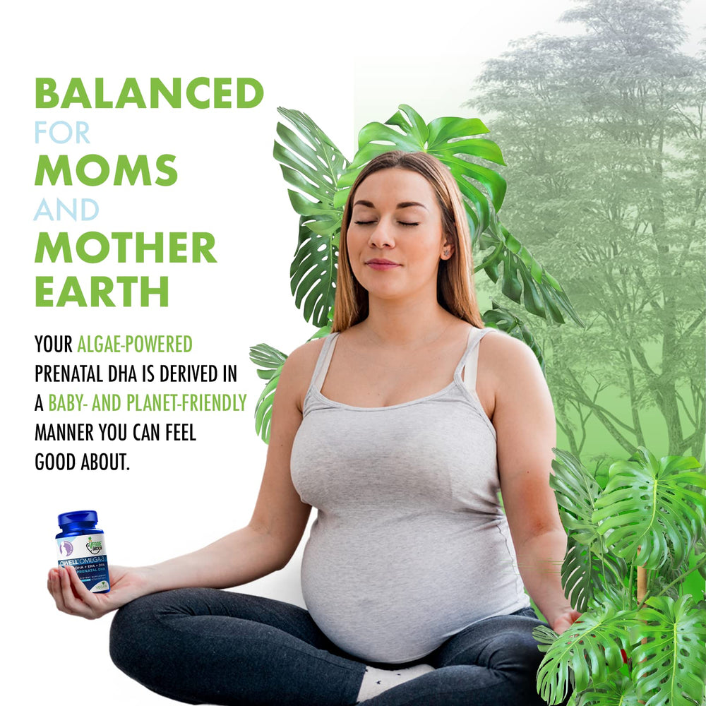 The Veggie Doctor carrageenan-free badge signaling a gentle, plant-based DHA experience.