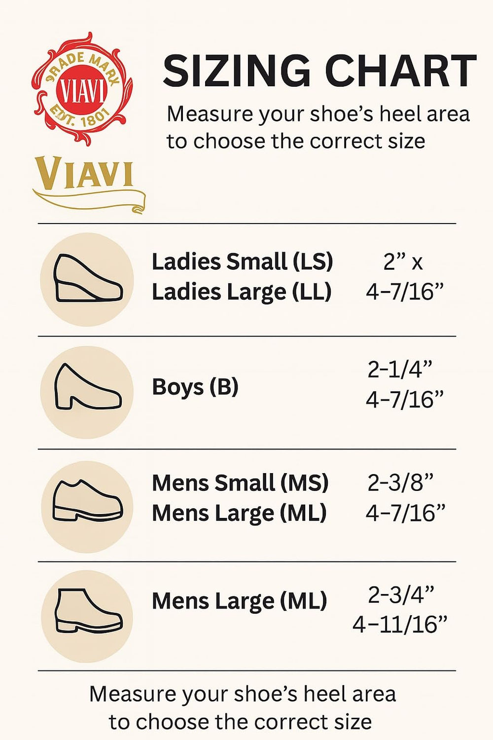 The Viavi Company cork heel lift beveled edges for seamless shoe fit.