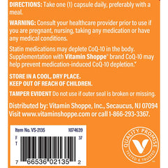 The Vitamin Shoppe CoQ-10 capsules arranged for convenient daily supplementation.