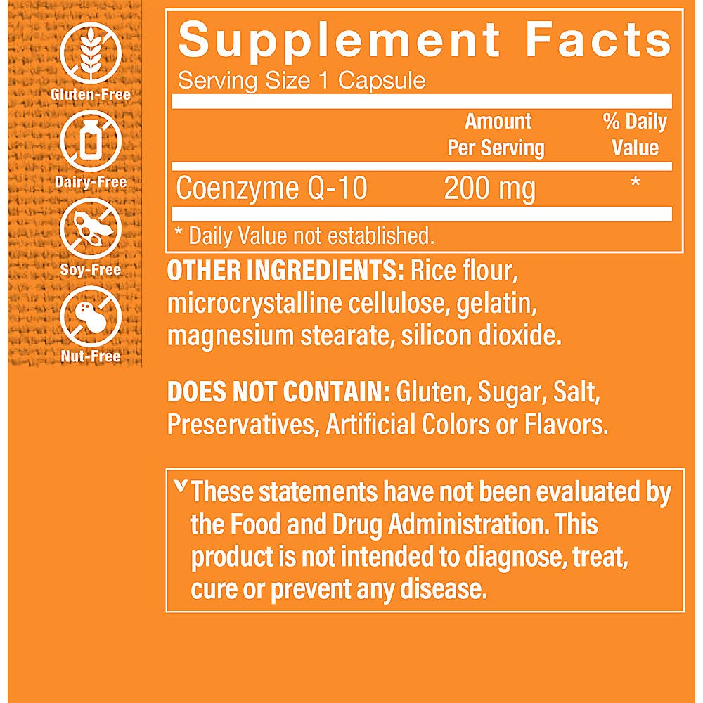 The Vitamin Shoppe CoQ-10 200mg packaging highlighting quality and daily use.