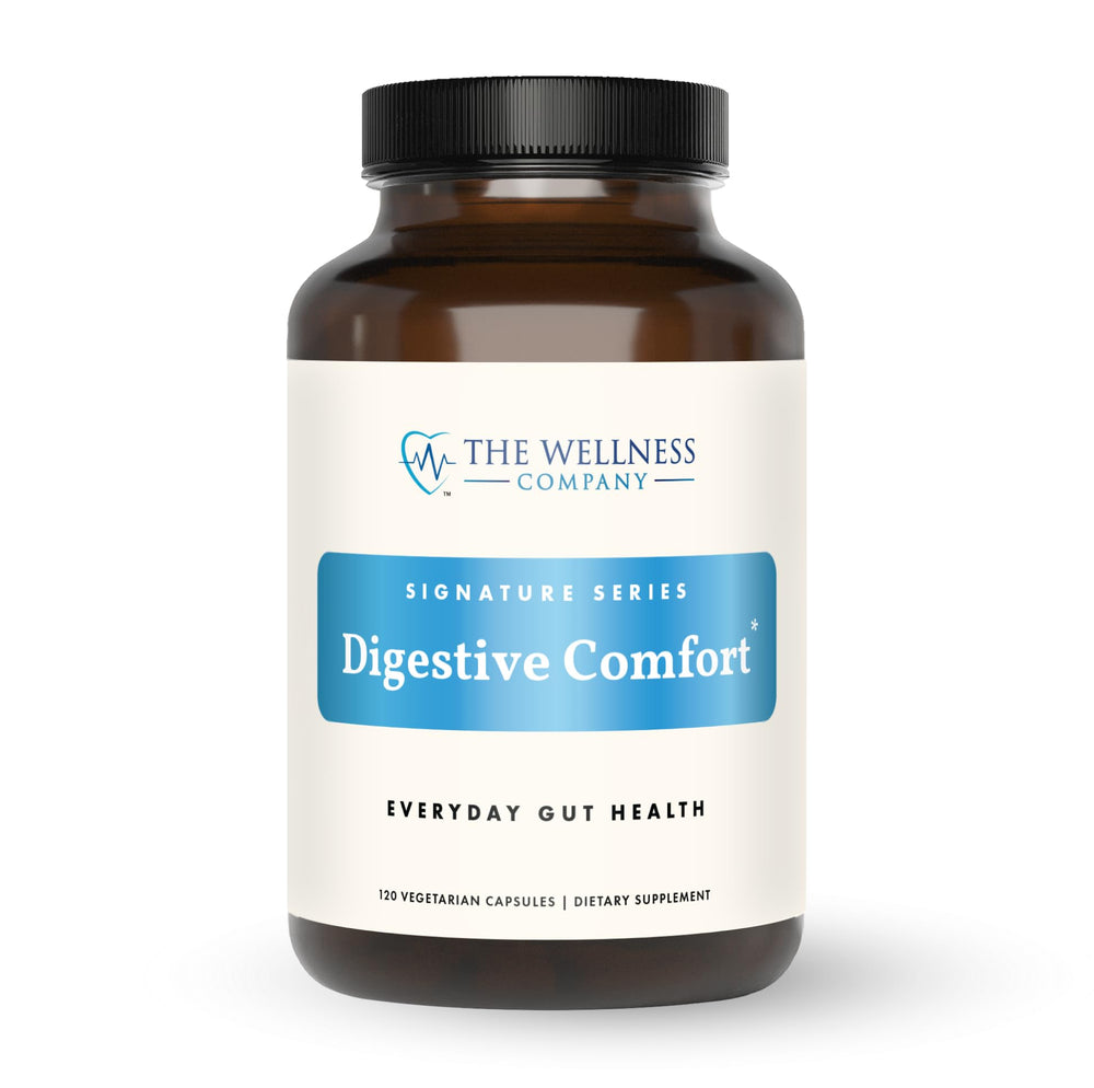 The Wellness Company Digestive Comfort bottle for gentle digestion support.