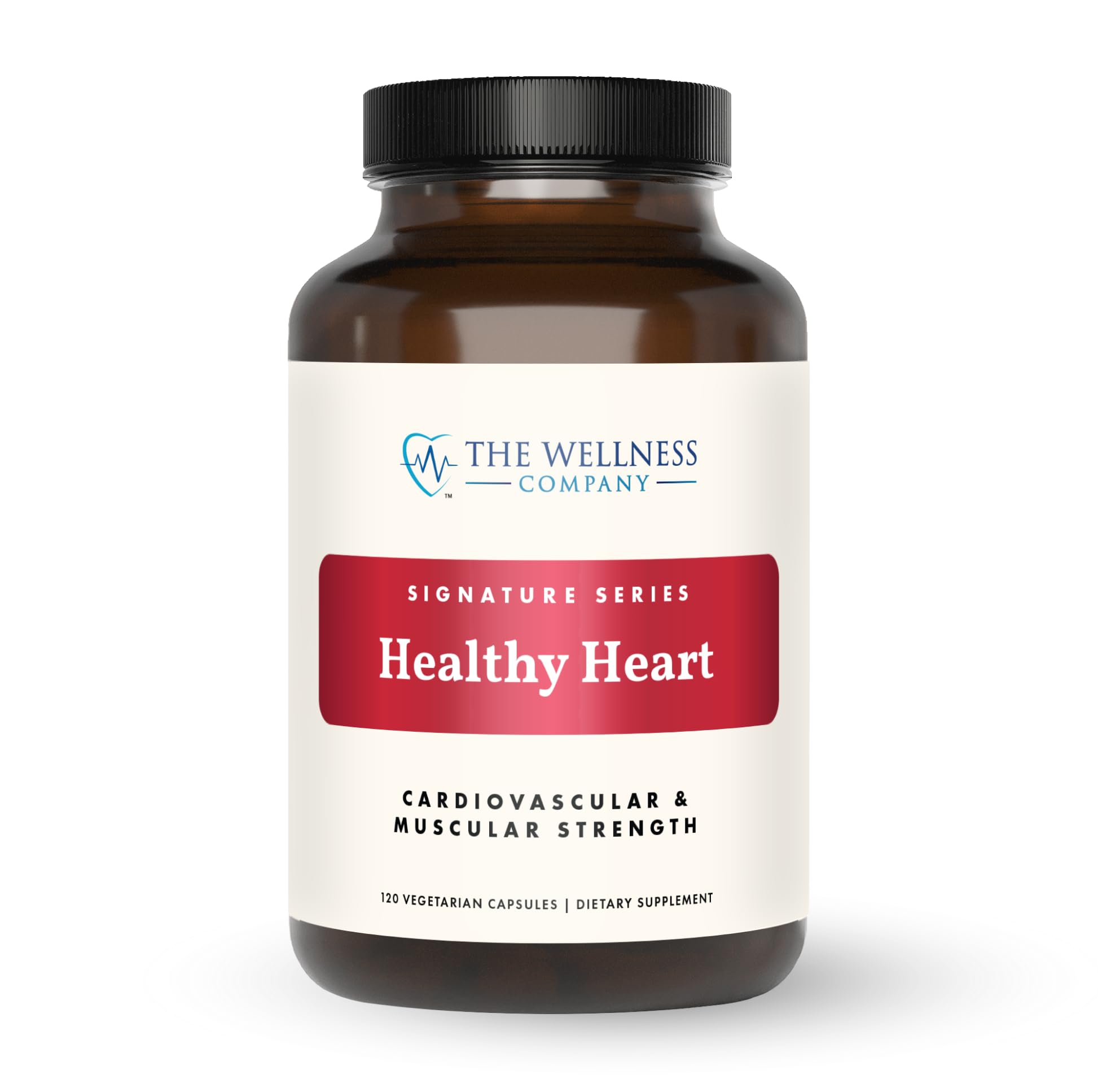 The Wellness Company Healthy Heart bottle with capsules for cardiovascular support.