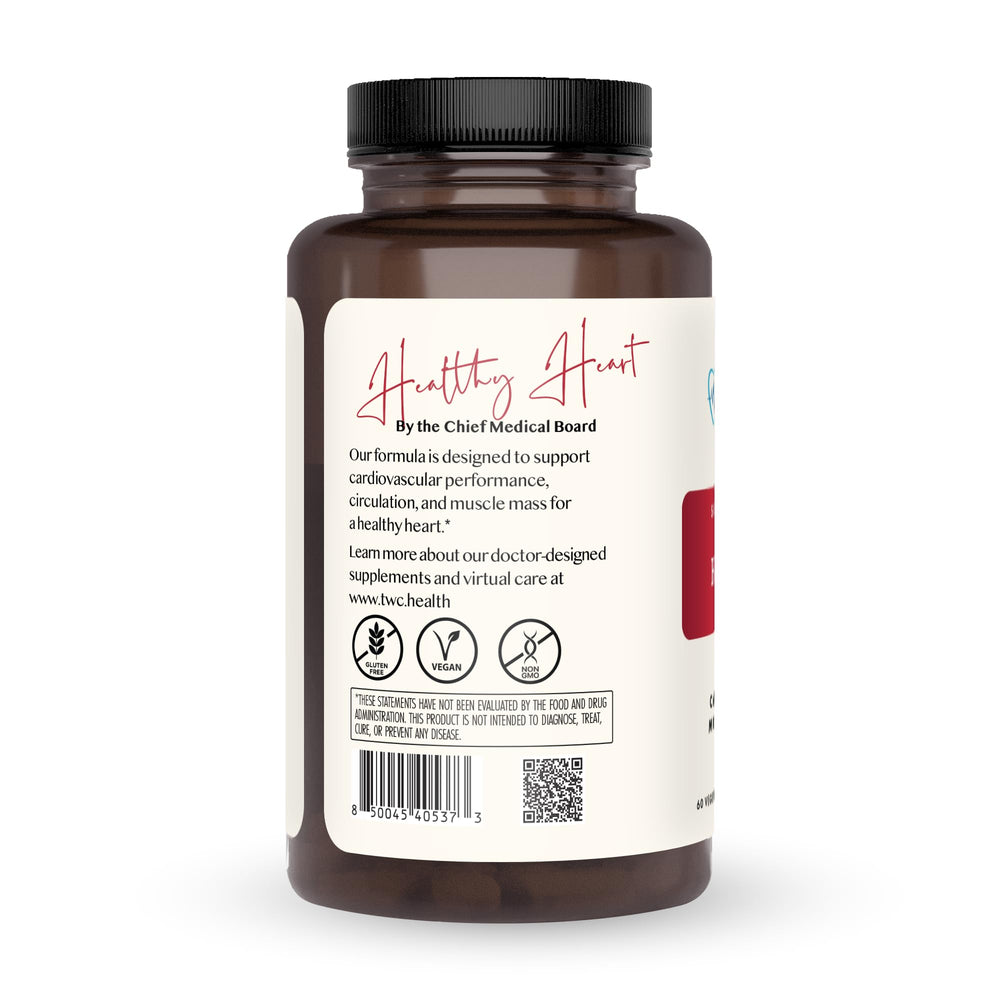 The Wellness Company Healthy Heart capsules close-up, showing convenient twice-daily dosing.