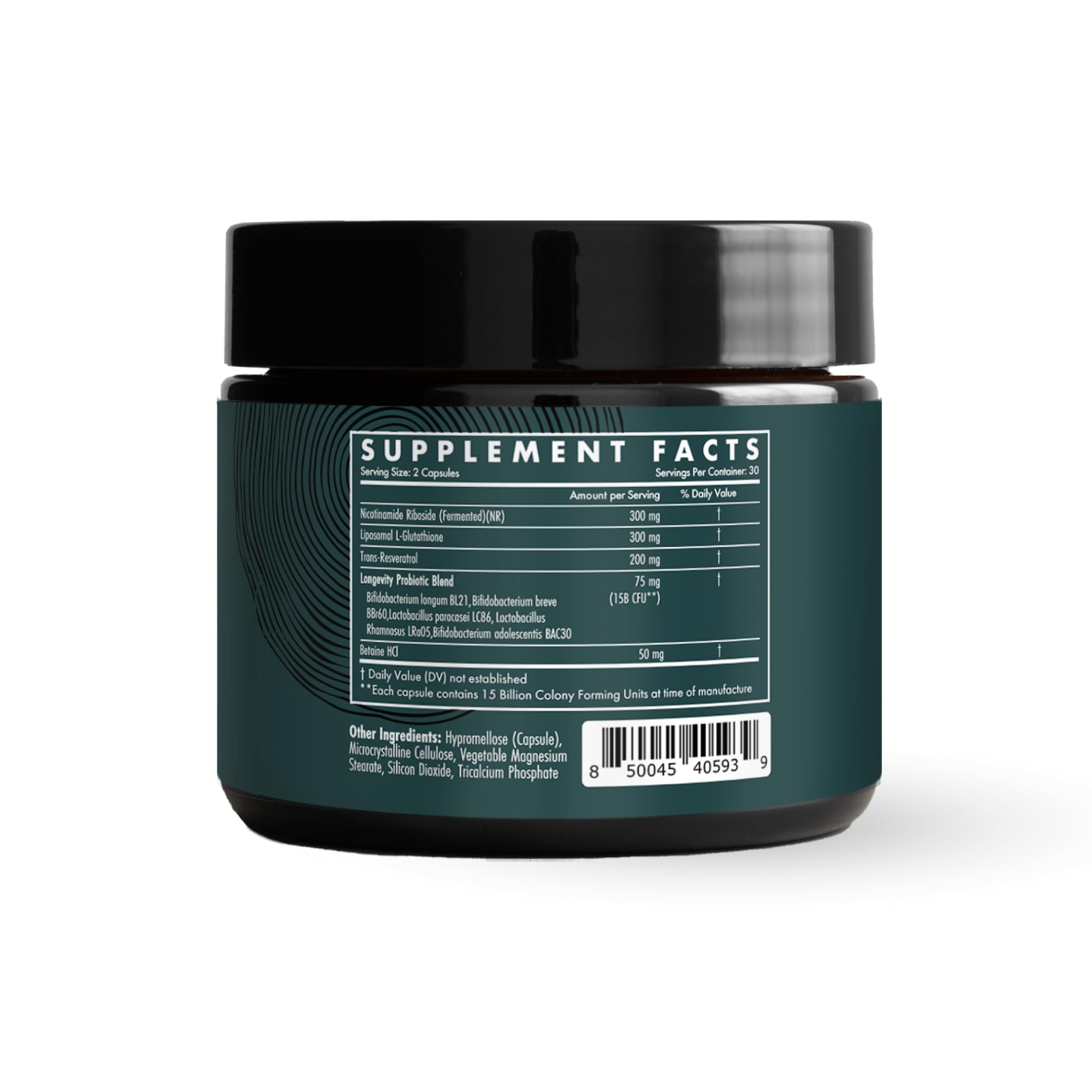 The Wellness Company Longevity resveratrol bottle for antioxidant support and wellness.