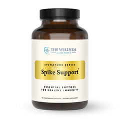 The Wellness Company Spike Support bottle shows a two-month supply for daily wellness.
