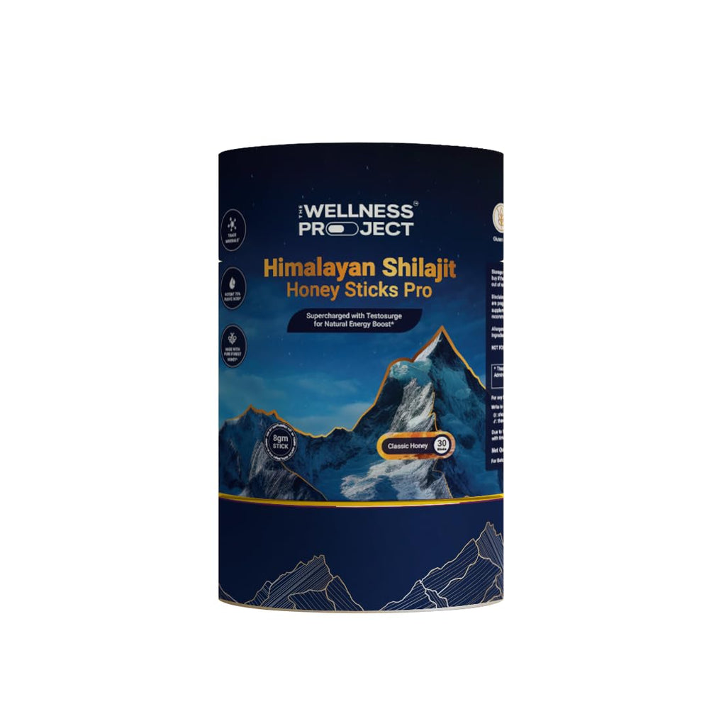 The Wellness Project Himalayan Shilajit Honey Sticks Pro front view highlighting premium energy support