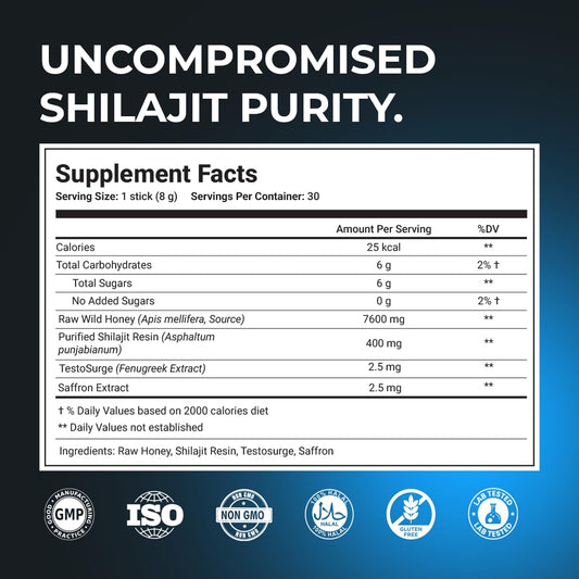 The Wellness Project Himalayan Shilajit Honey Sticks Pro tear-open stick for mess-free on-the-go energy