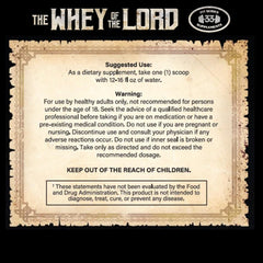 The Whey of The Lord Armor of God BCAA label closeup highlights blackberry lemonade flavor.
