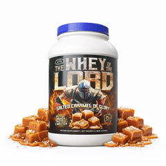 The Whey of The Lord Glory Protein Isolate tub label highlights premium lean muscle support.