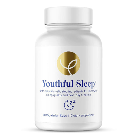 The Youthful Company Youthful Sleep bottle caps show natural rest support.