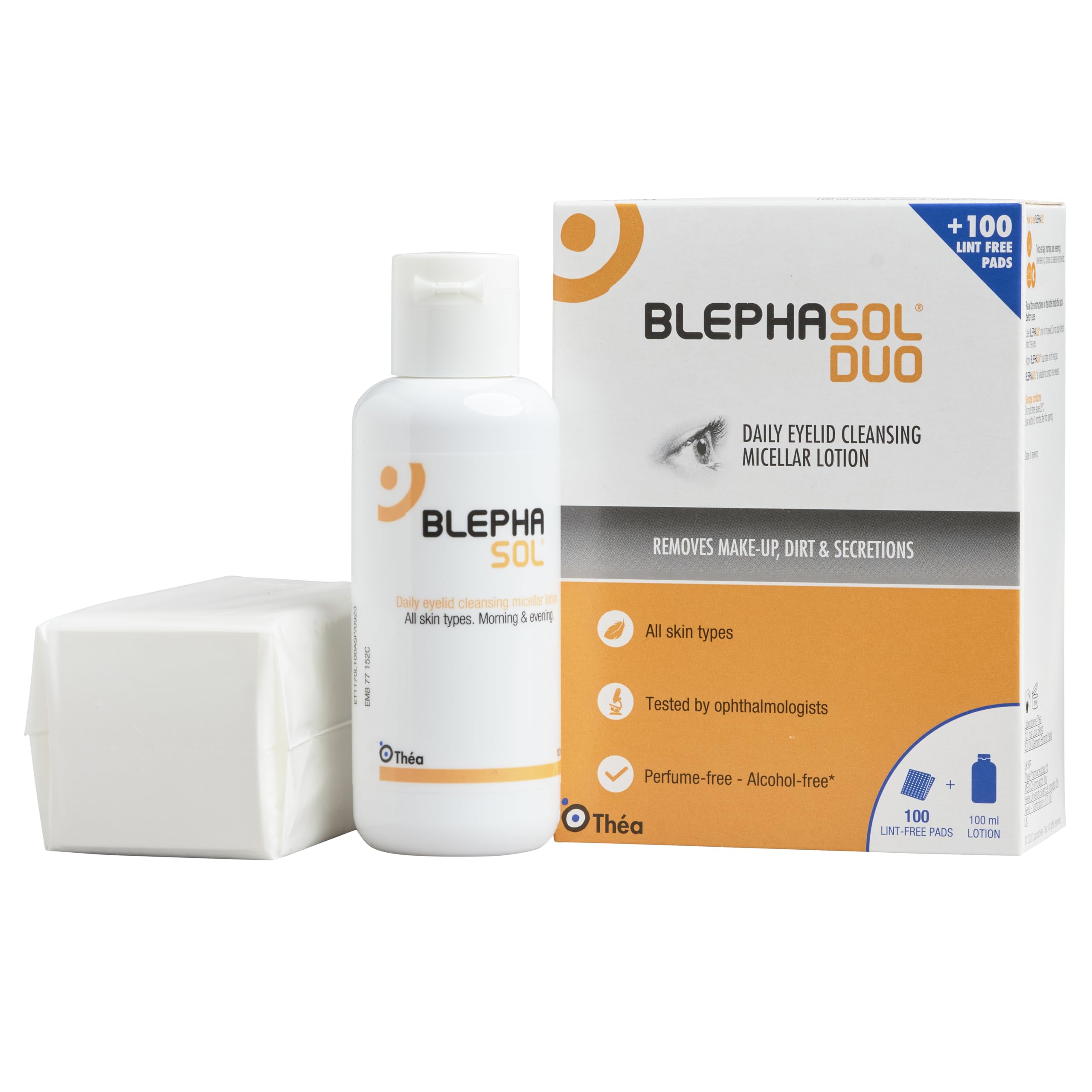 THEA PHARMA Blephasol Duo bottle-dispense for simple daily eyelid cleansing.