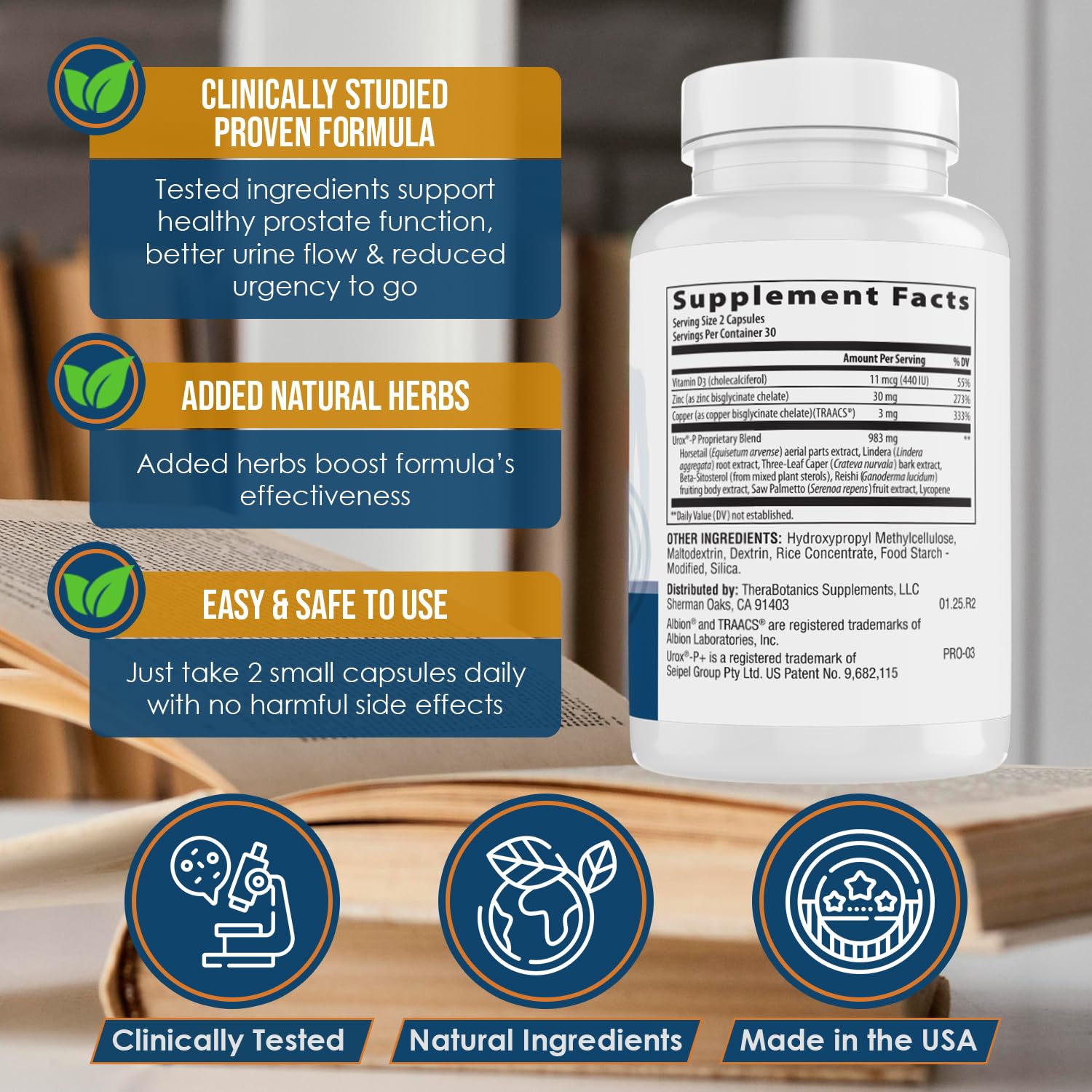 Therabotanics Ideal Prostate Plus Ultra capsules ready for daily intake.