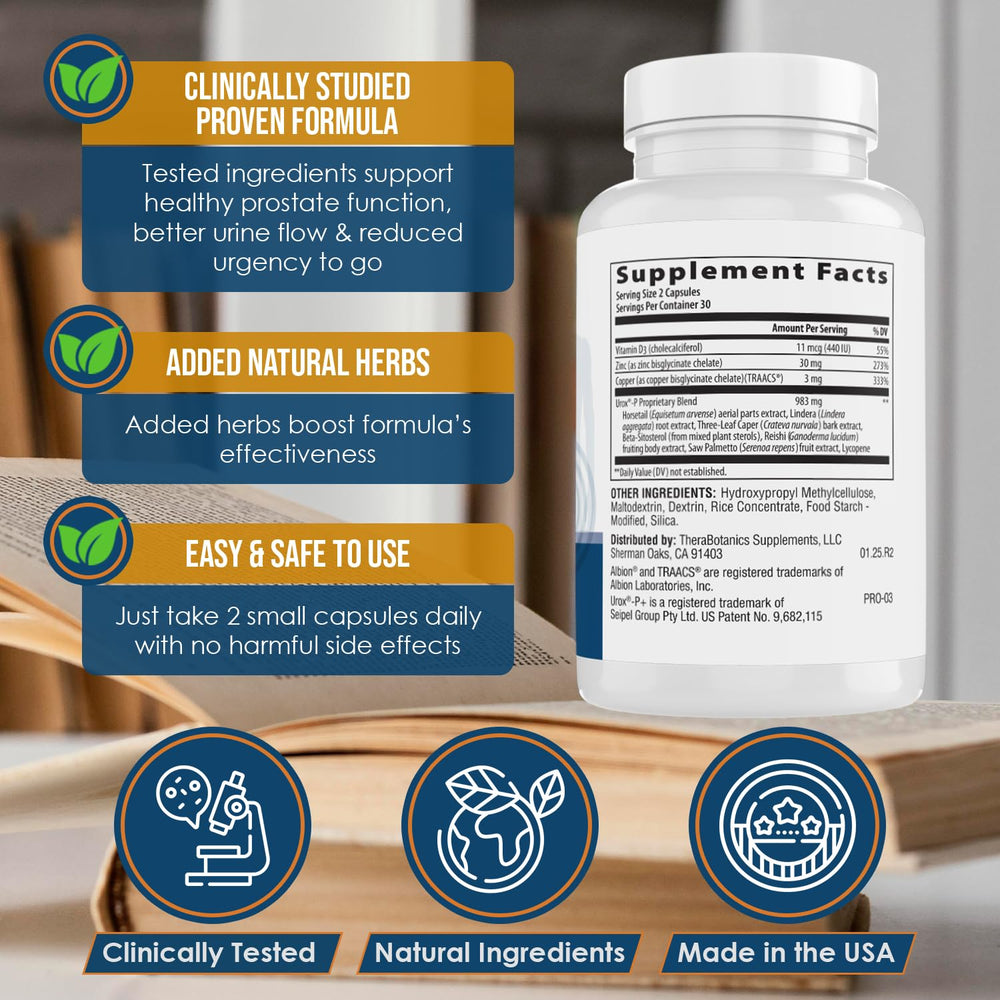Therabotanics Ideal Prostate Plus Ultra capsules ready for daily intake.