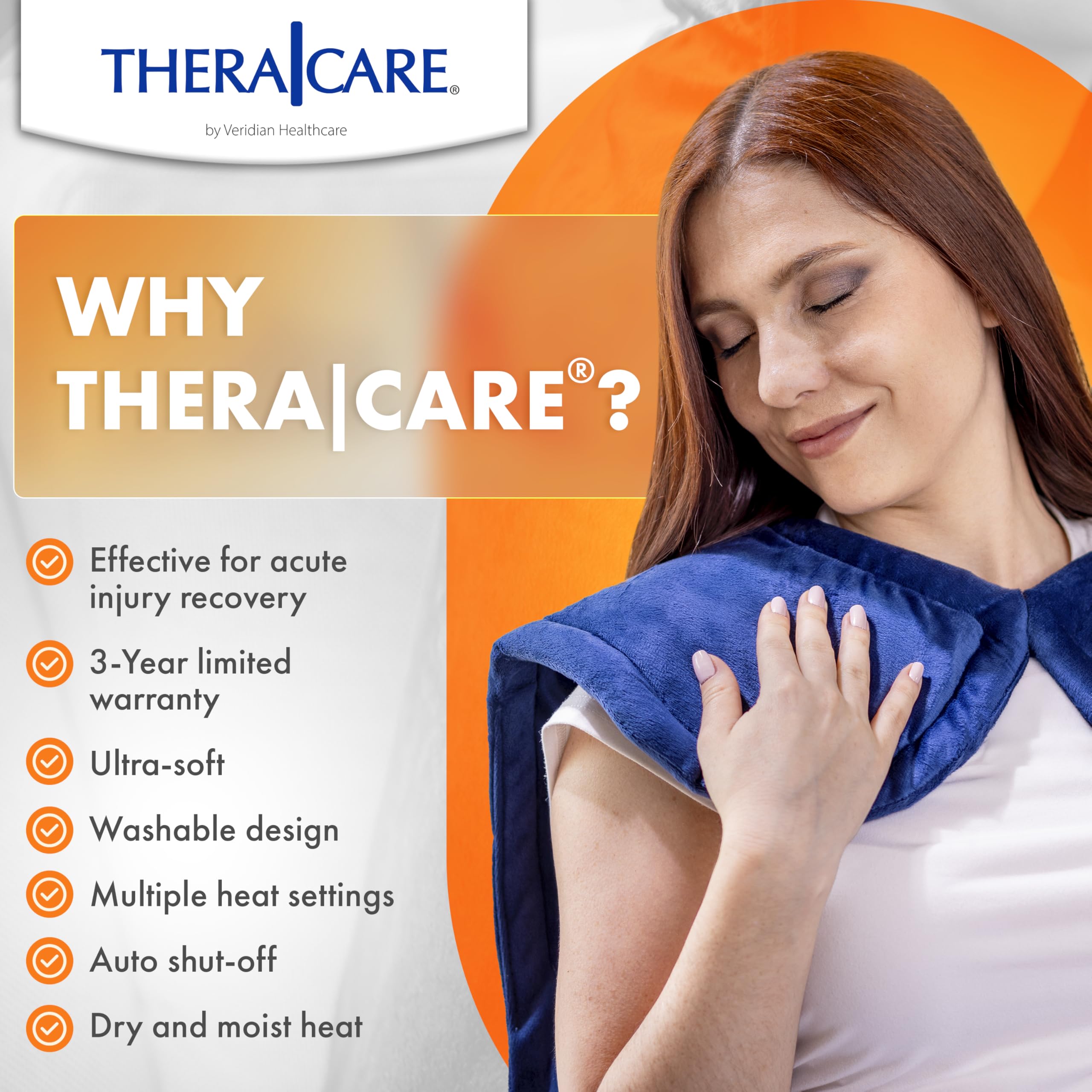 Thera Care heating pad features a digital slide controller for easy adjustments.