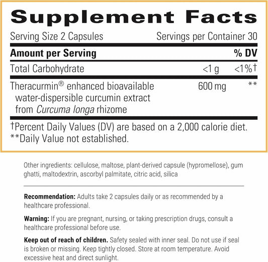 Theracurmin HP label closeup showing bioavailable curcumin benefits