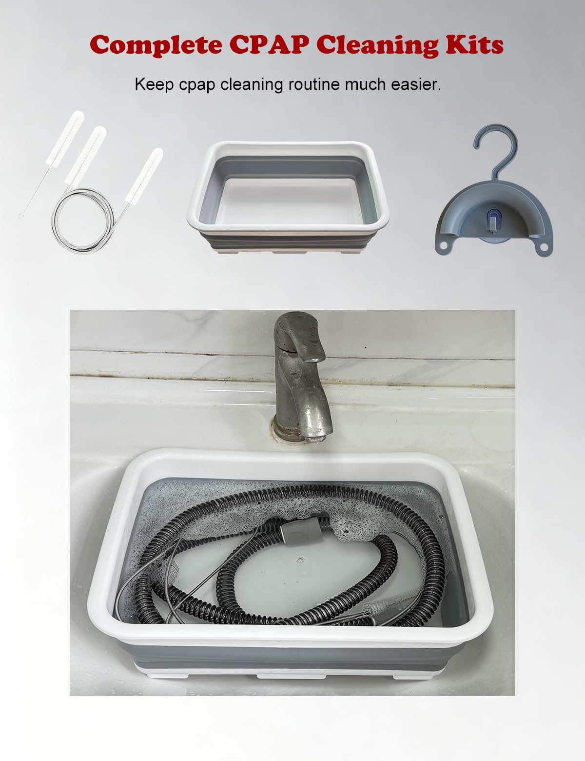Theradaily travel-ready CPAP cleaning kit stores compactly for trips