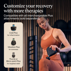 TheraGun Mini Plus with attachments ready for cold therapy