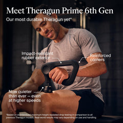 Theragun Prime close-up reveals the quiet adaptive motor delivering consistent power.