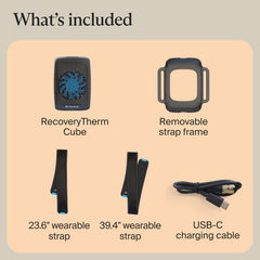 TheraGun RecoveryTherm Cube compact device in a travel case