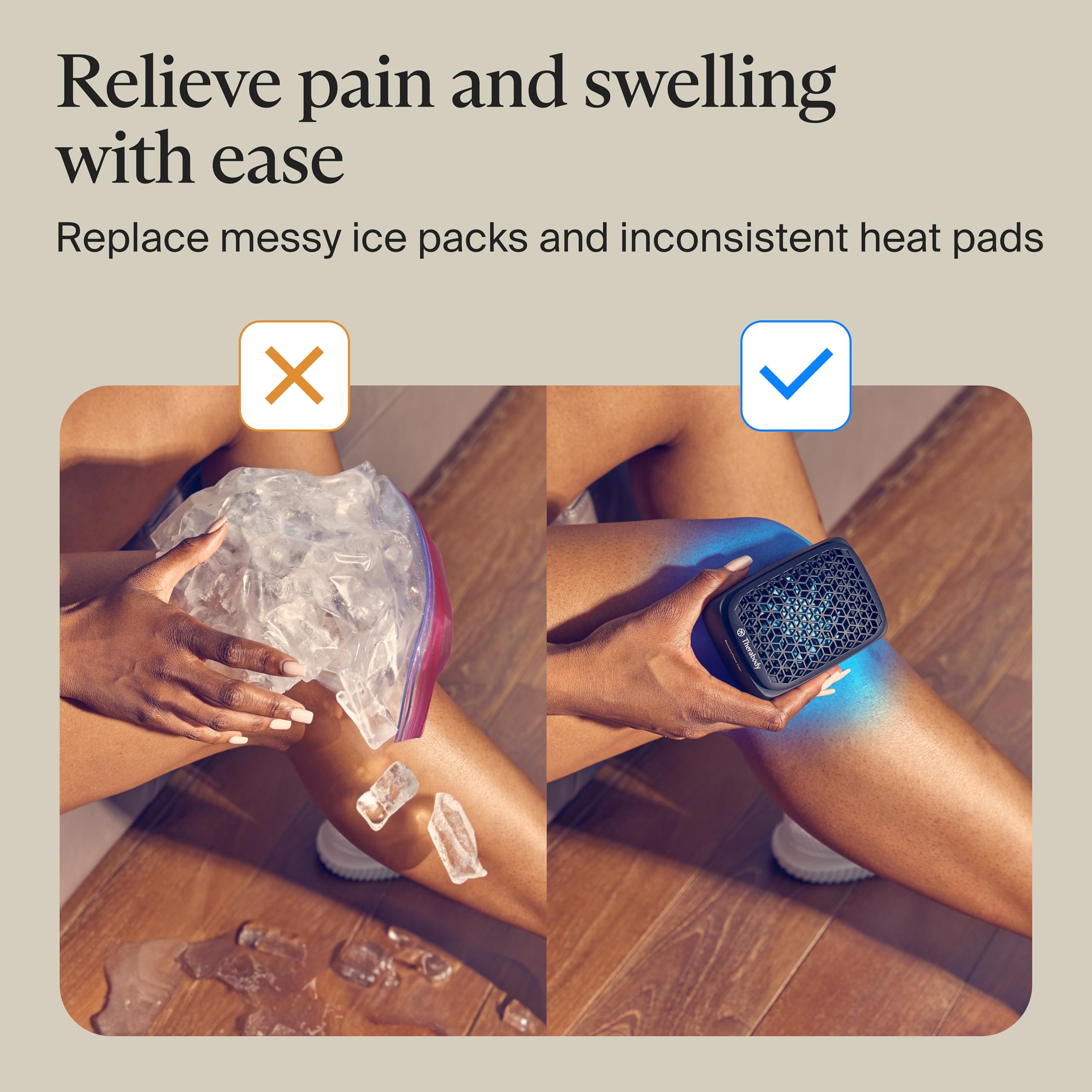 TheraGun RecoveryTherm Cube wearable design with straps for hard to reach areas