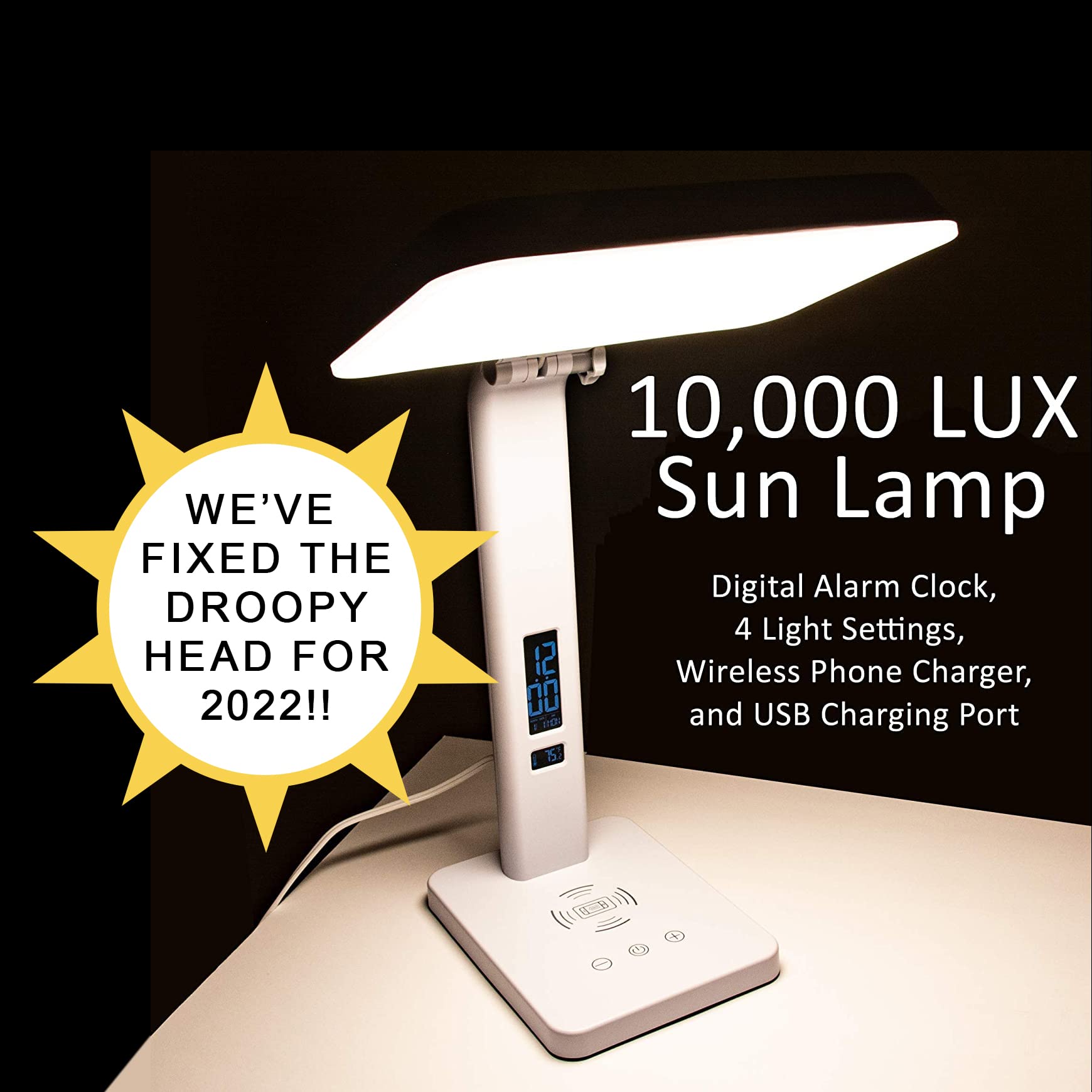 TheraLite Aura Qi Light Lamp showing angle adjustment for precise light direction