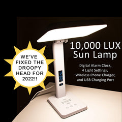 TheraLite Aura Qi Light Lamp showing angle adjustment for precise light direction