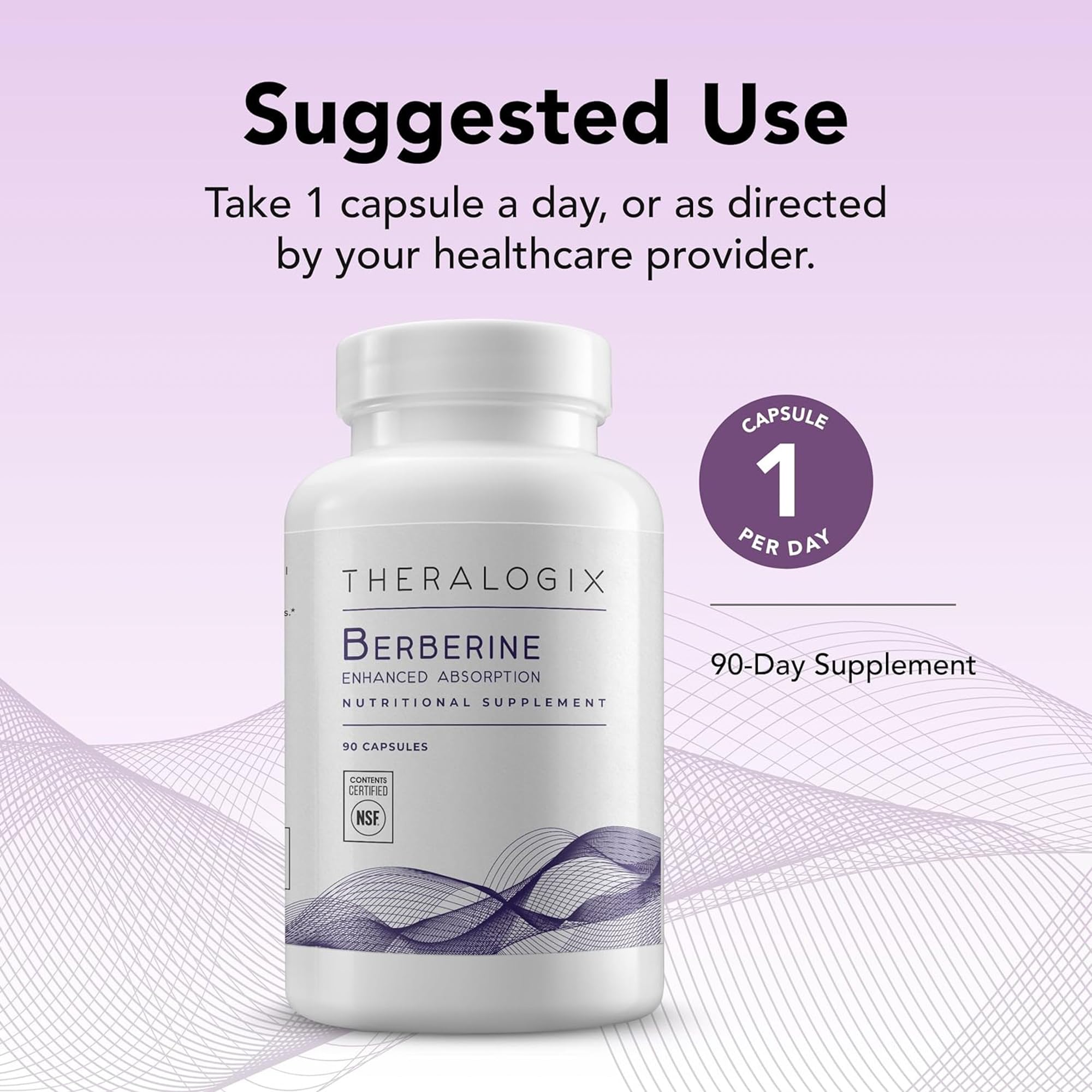 Theralogix Berberine bottle features NSF purity seal