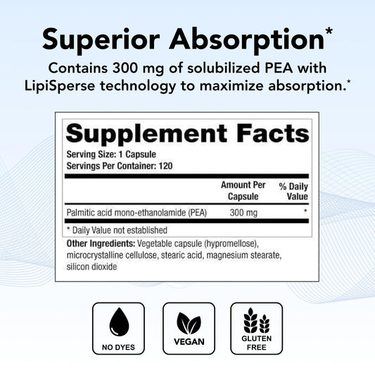 Close-up of a Canabrex capsule highlighting solubilized PEA technology