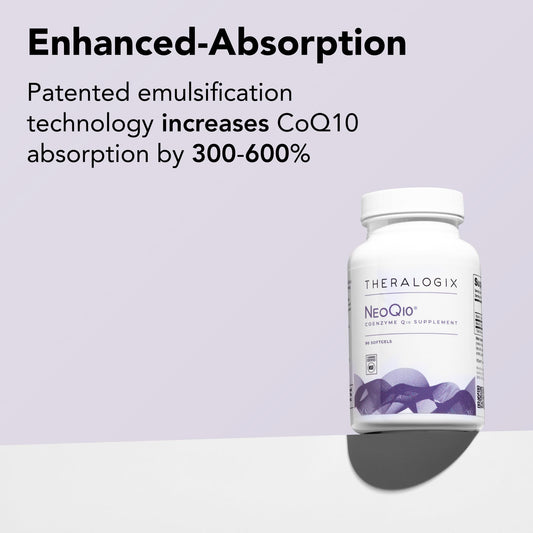 NeoQ10 capsule close-up highlighting enhanced absorption