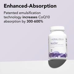 NeoQ10 capsule close-up highlighting enhanced absorption