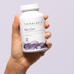 Gluten-free and vegan labels on NeoQ10 bottle