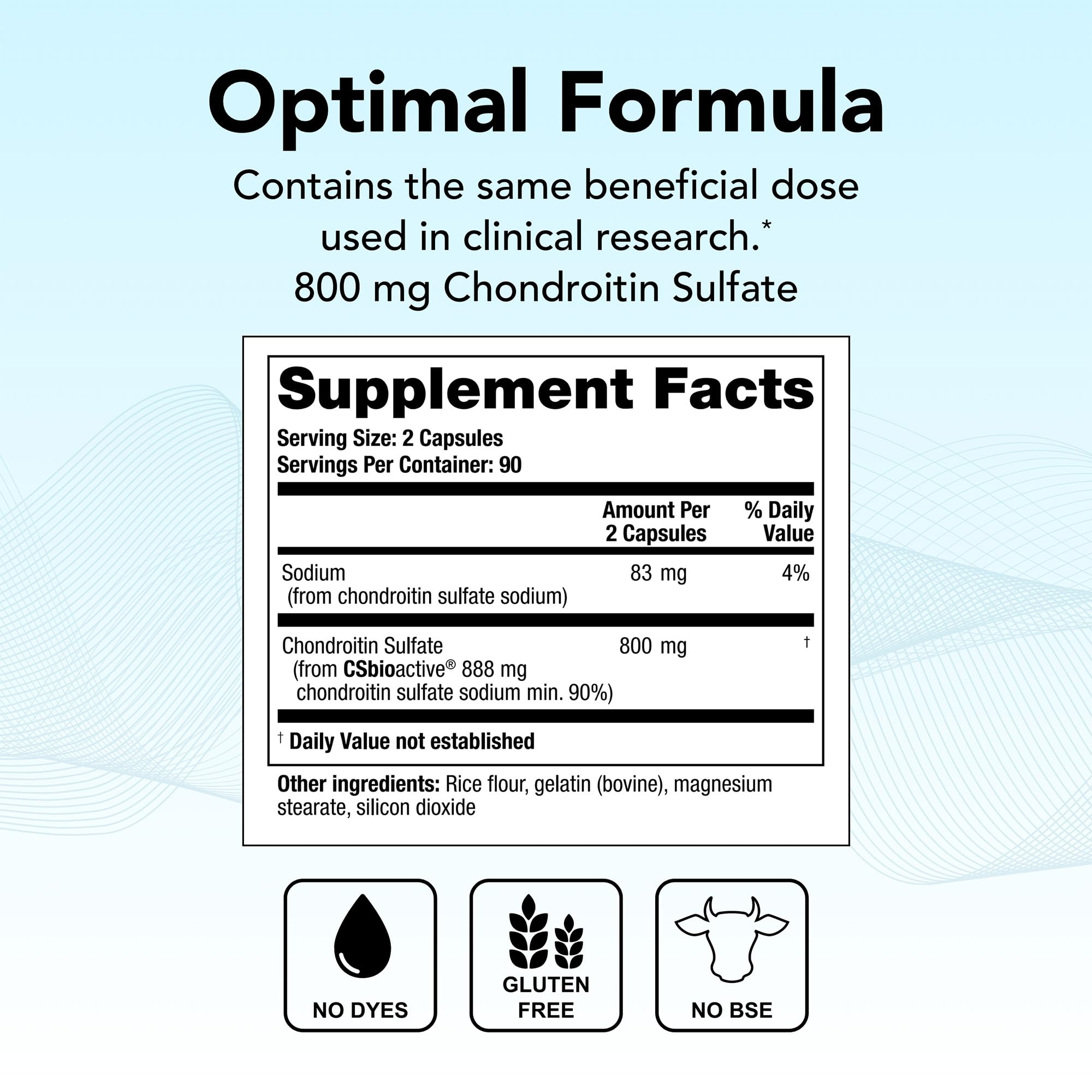 OptiFlex-C label showing NSF certification and chondroitin source.