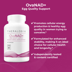 Theralogix OvaNAD+ capsules close-up highlighting quality ingredients and daily energy support