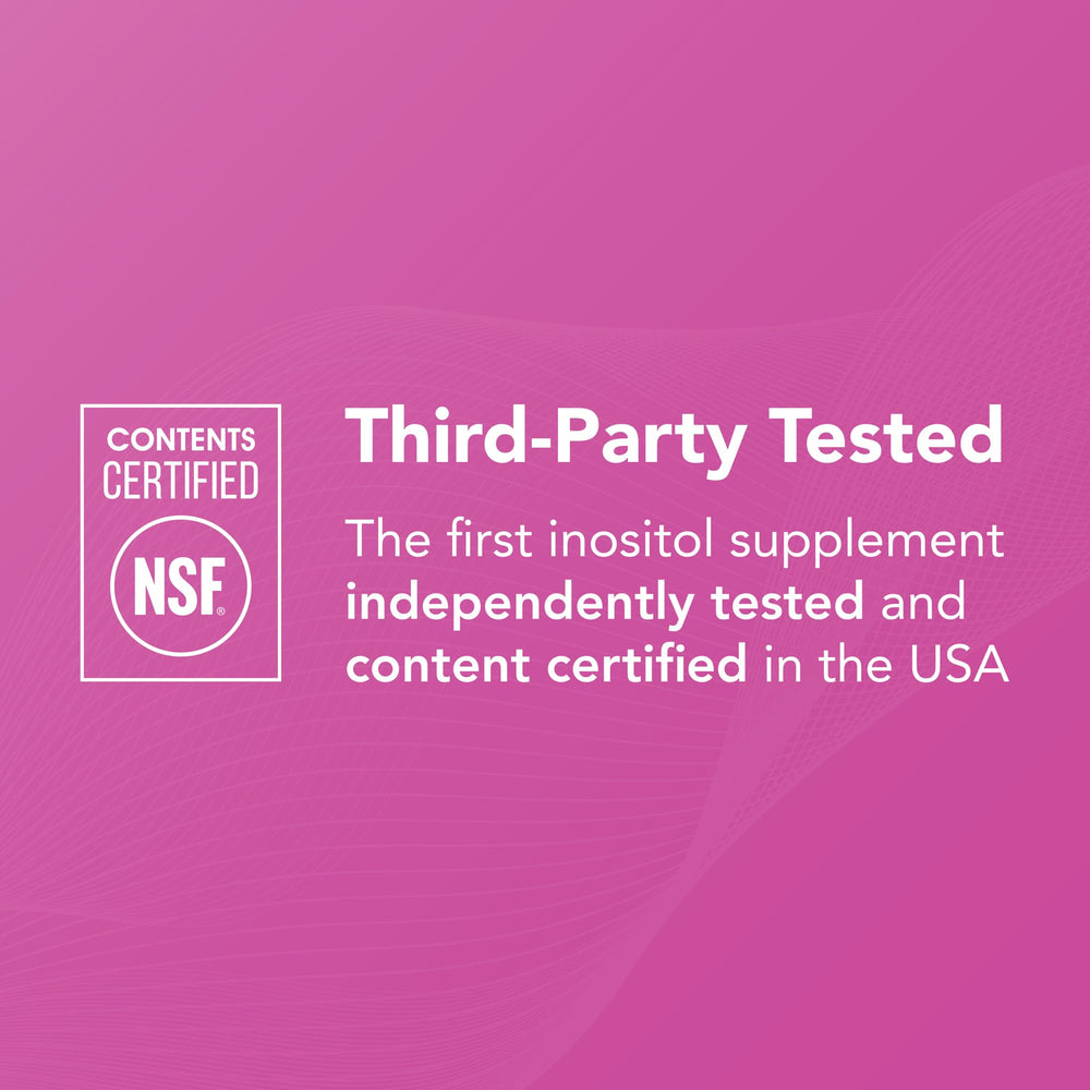 Theralogix Ovasitol NSF label emphasizes purity and third-party testing.