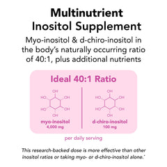 Theralogix Ovasitol Plus label close-up highlighting the 40:1 ratio.