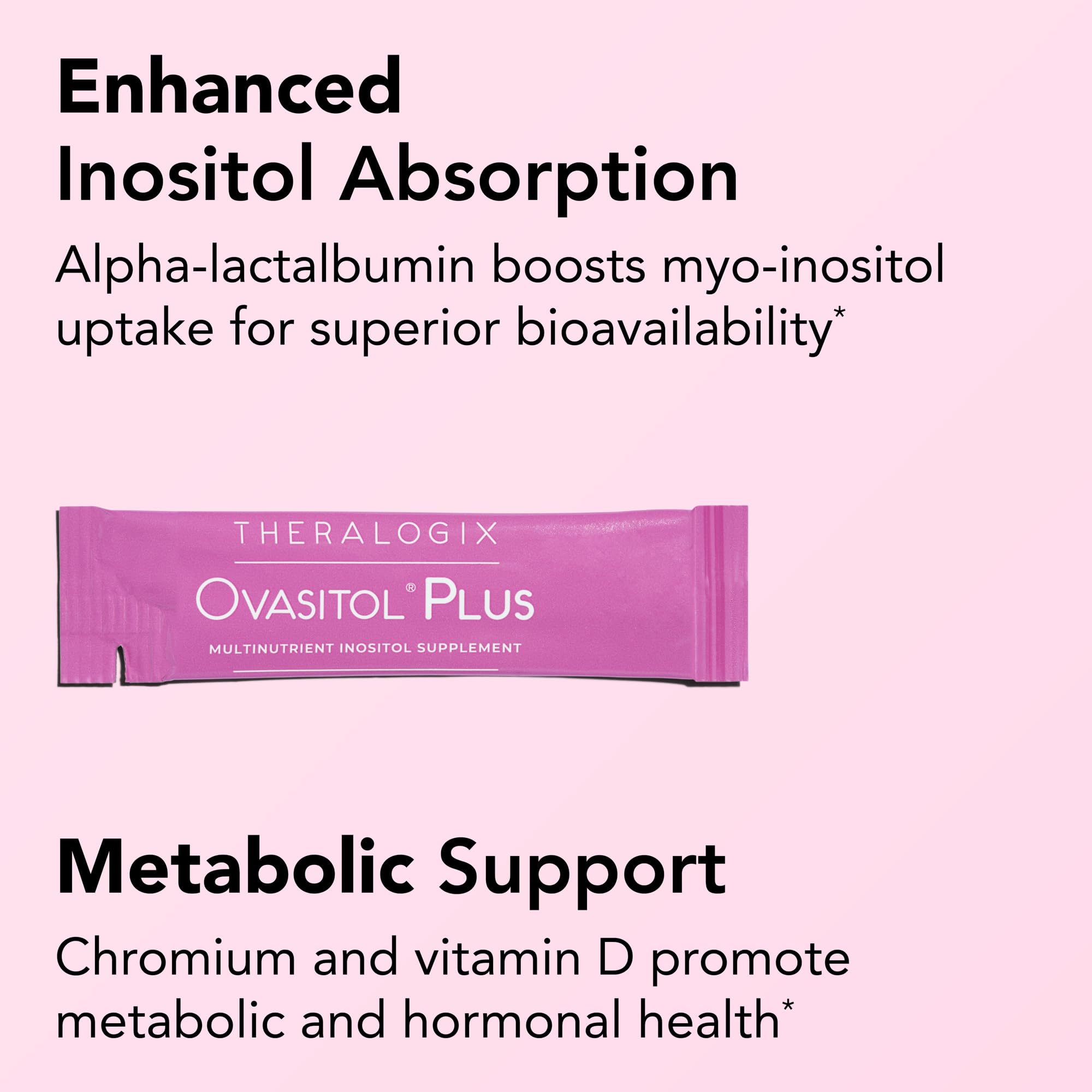 Label shows 4000 mg myo-inositol and 100 mg DCI on Ovasitol Plus