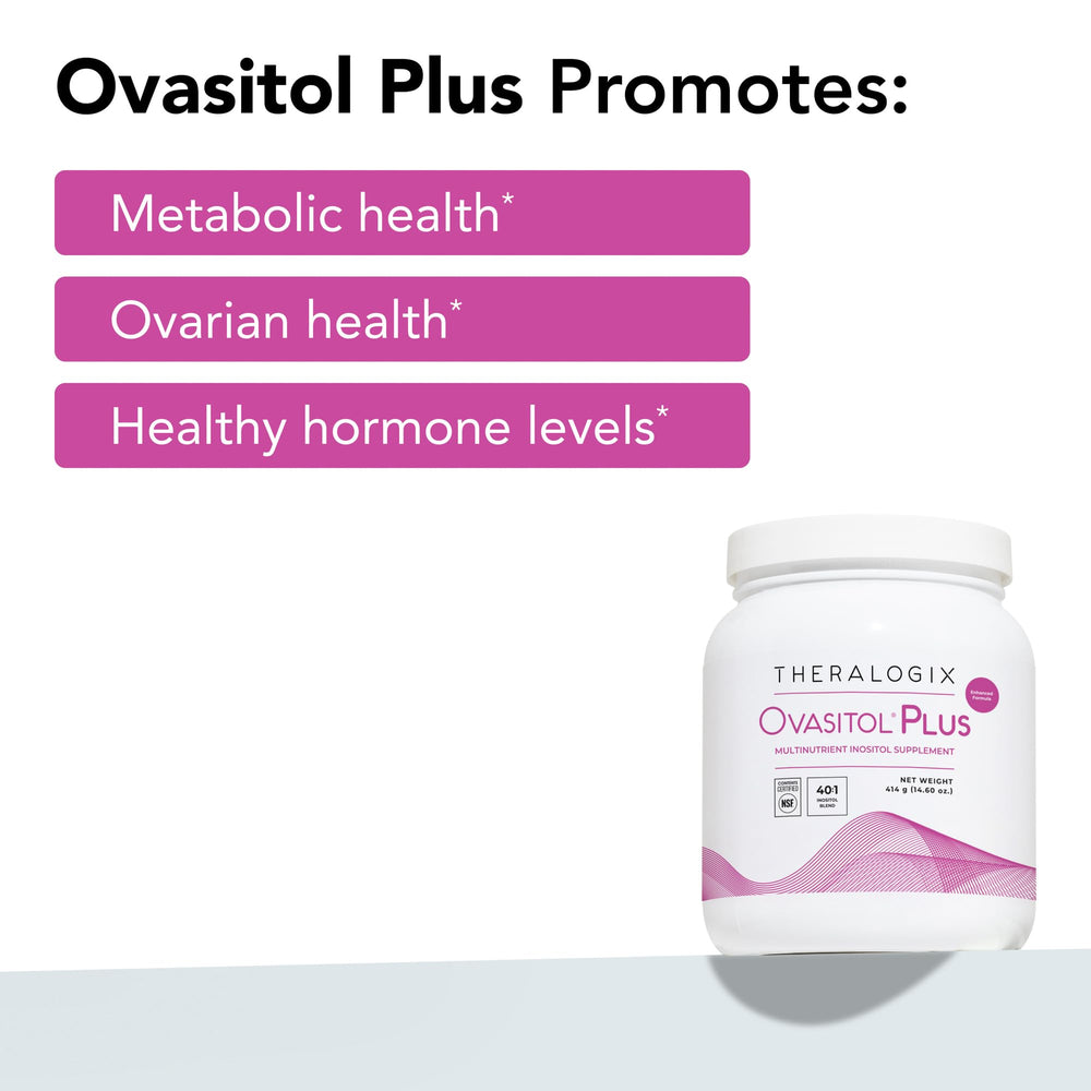 Theralogix Ovasitol Plus USA-manufactured badge signals quality and thorough testing.