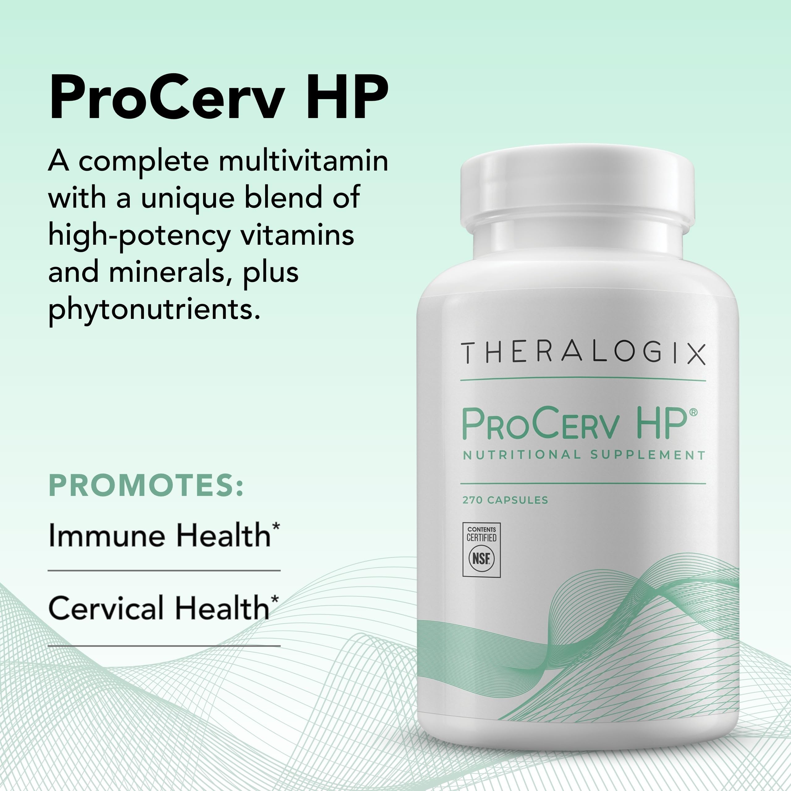 Theralogix ProCerv HP NSF-certified label indicating quality and purity