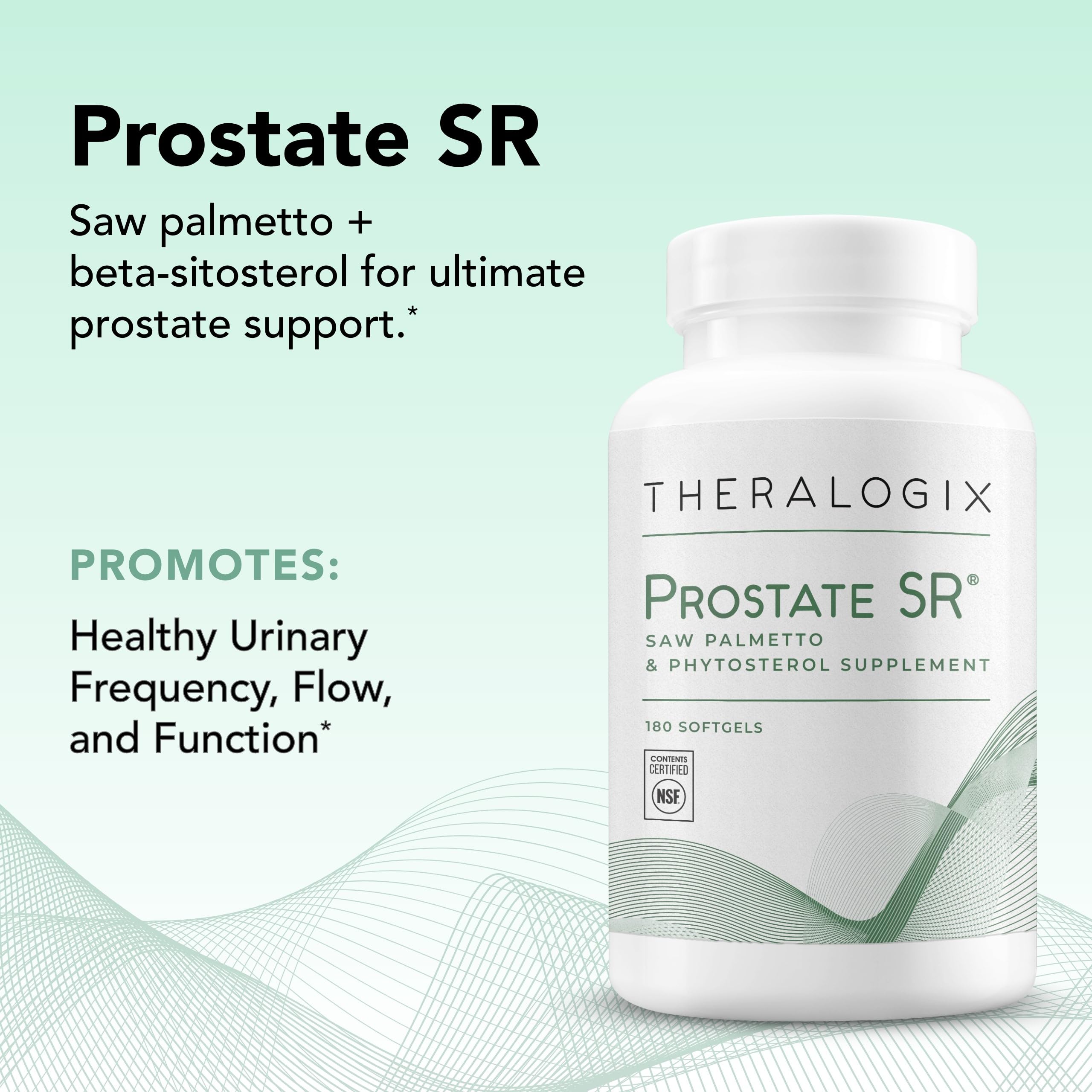 Theralogix Prostate SR packaging displaying gluten-free and vegan notes.