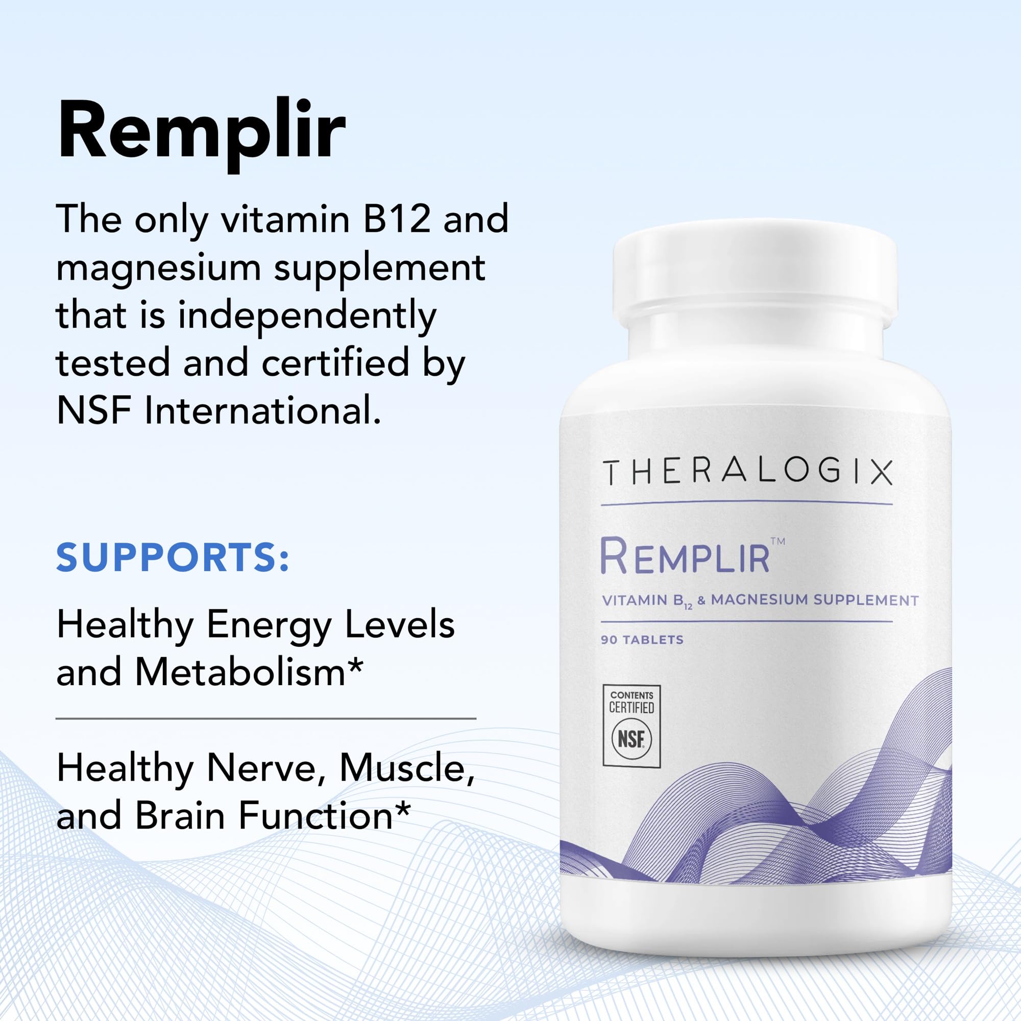 Theralogix Remplir with NSF seal communicates independent potency testing.