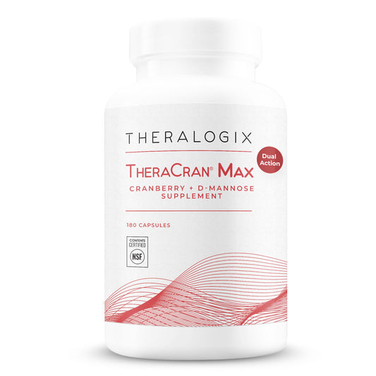 Theralogix TheraCran Max bottle with capsules for urinary tract support.