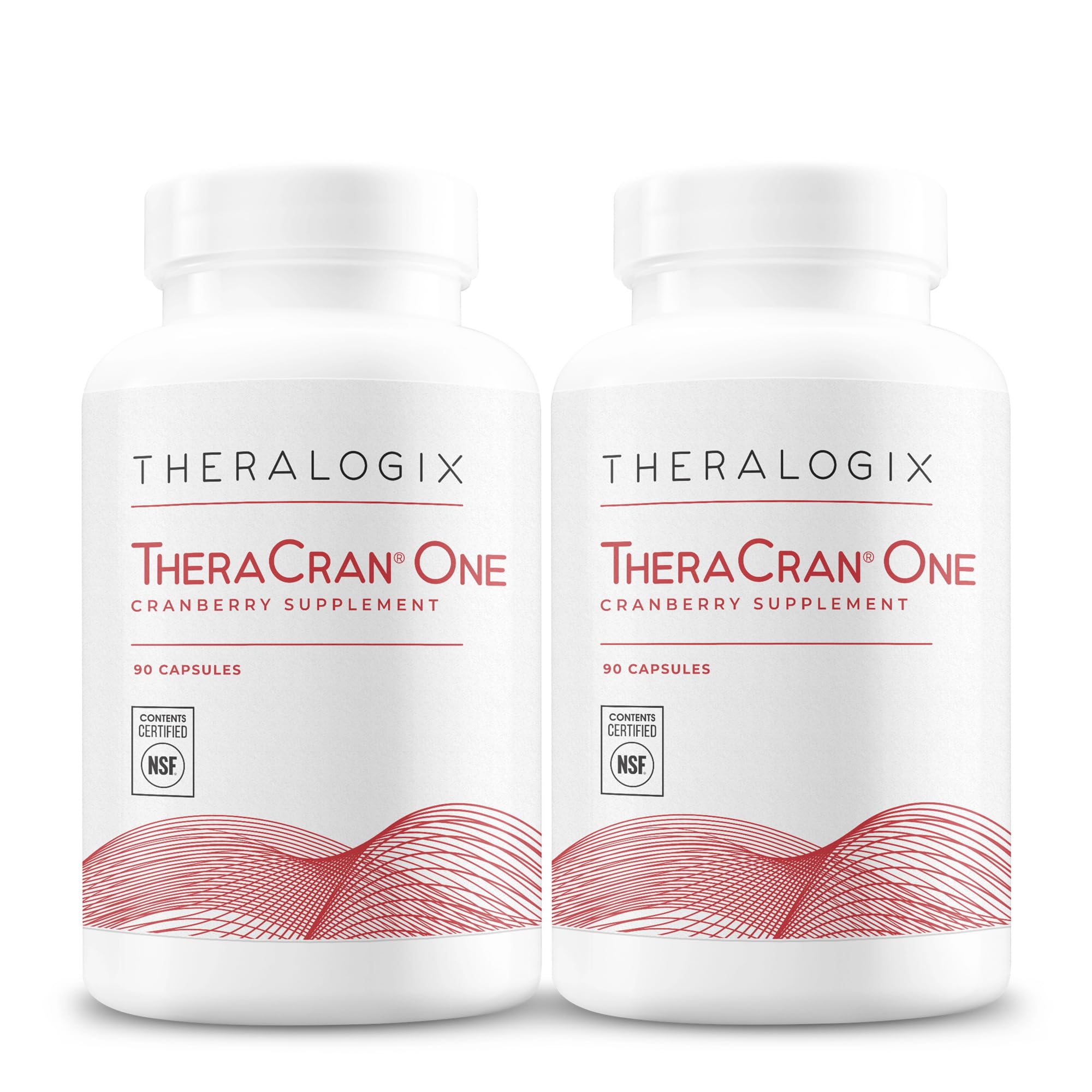 Theralogix TheraCran One cranberry capsules bottle supports urinary tract health with premium ingredients.