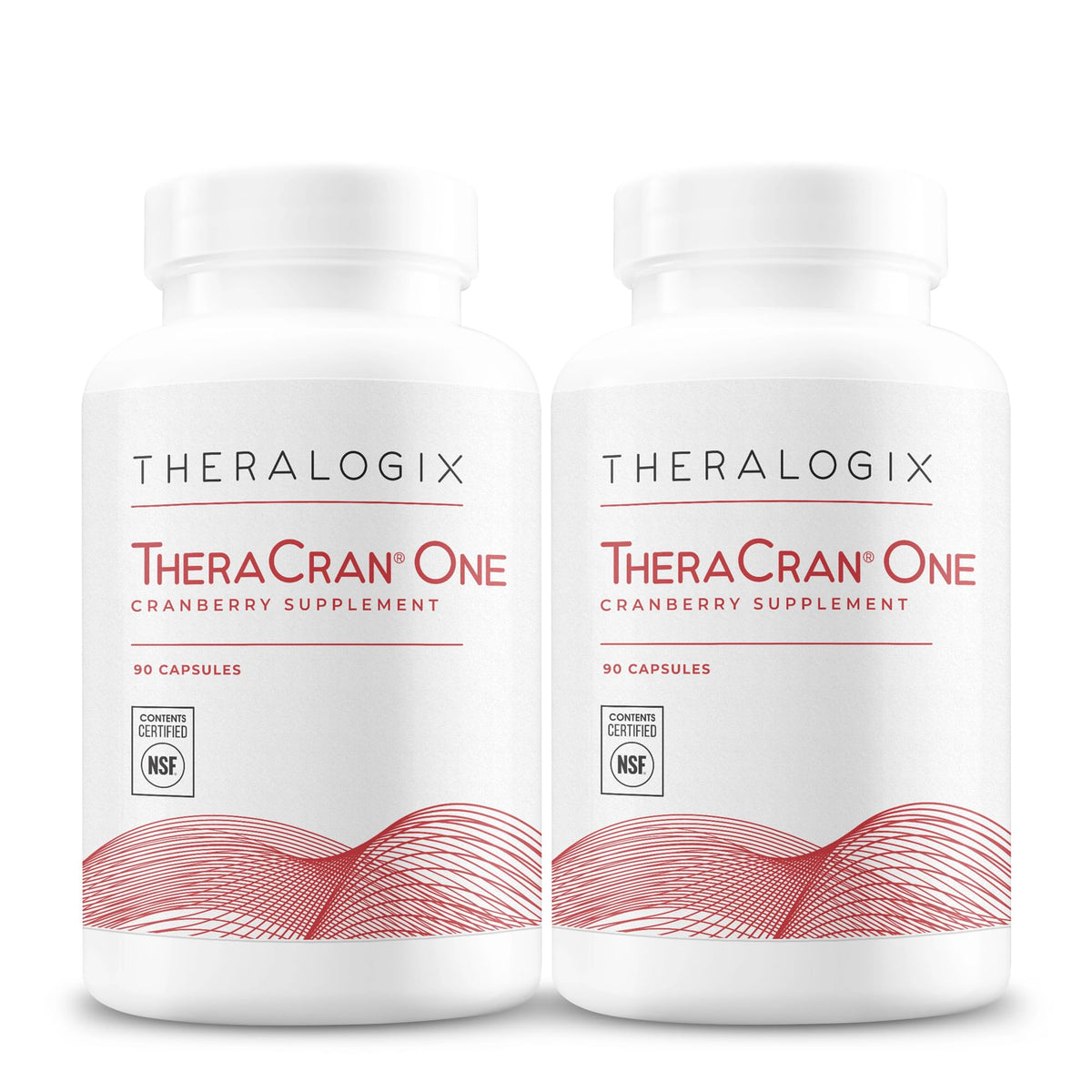 Theralogix TheraCran One cranberry capsules bottle supports urinary tract health with premium ingredients.