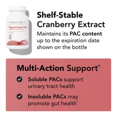 Theralogix TheraCran One cranberry capsules glass bottle showcases natural color and design.