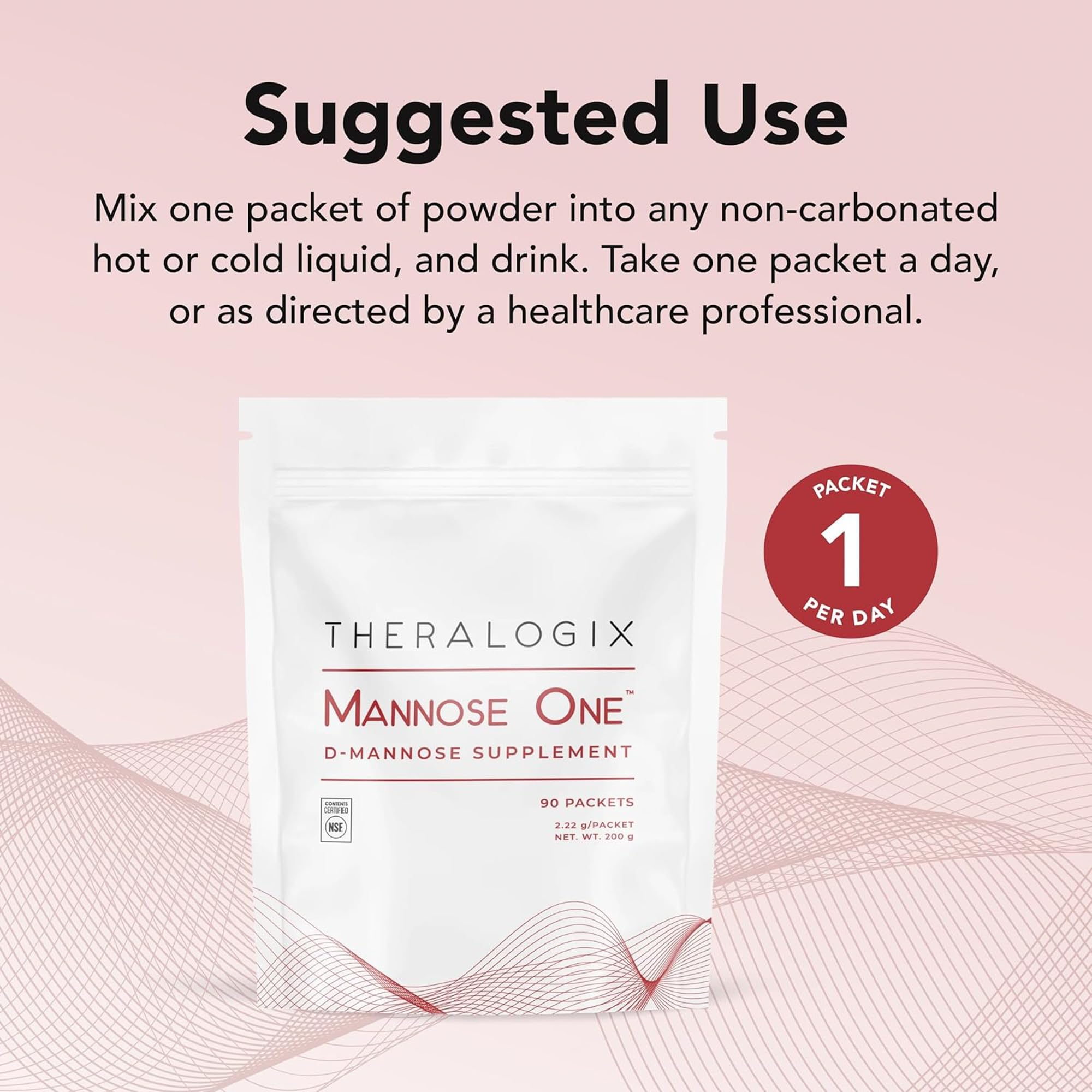 TheraCran One + Mannose One label highlights cranberry and d-mannose.
