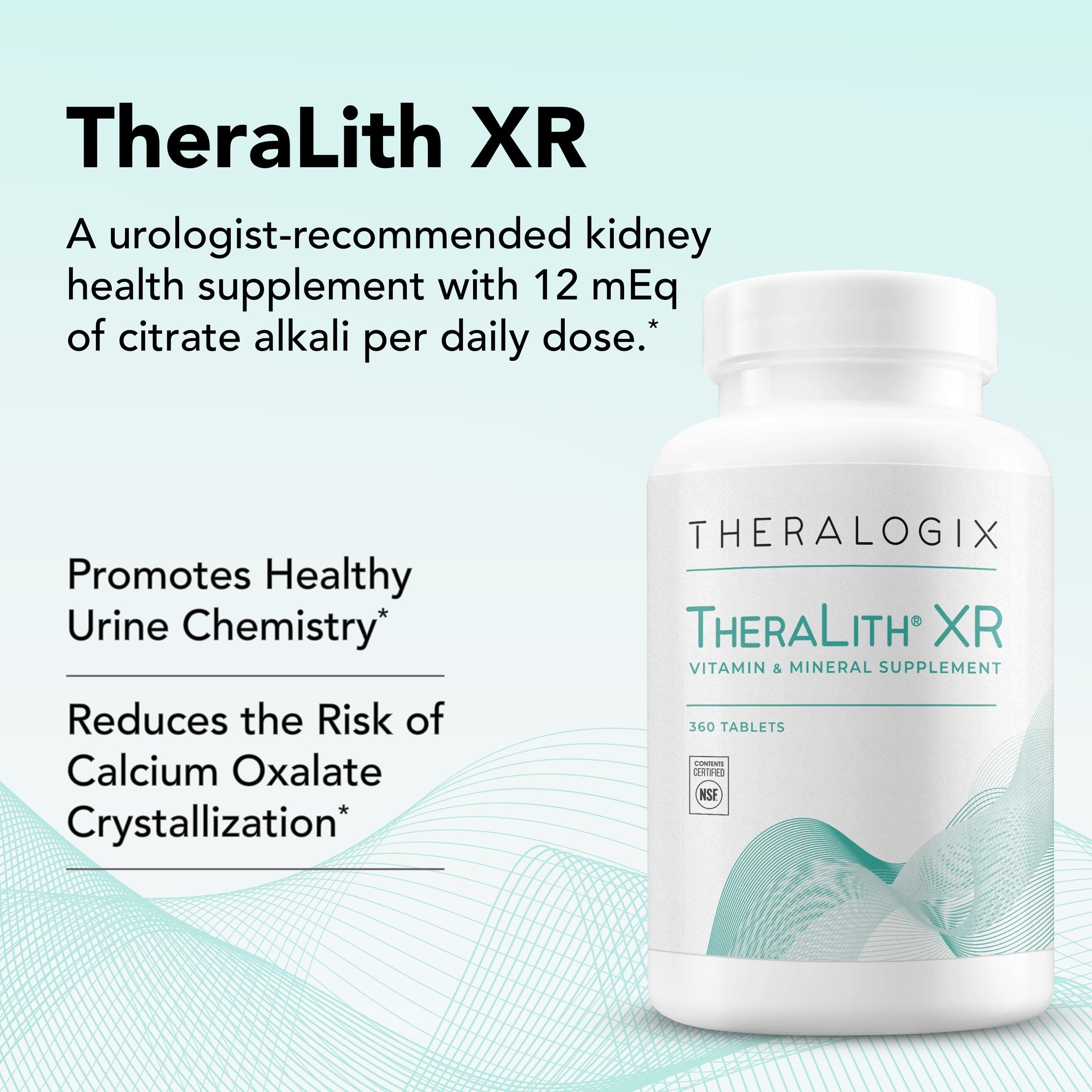 Theralogix TheraLith XR NSF certification seal indicating potency and purity