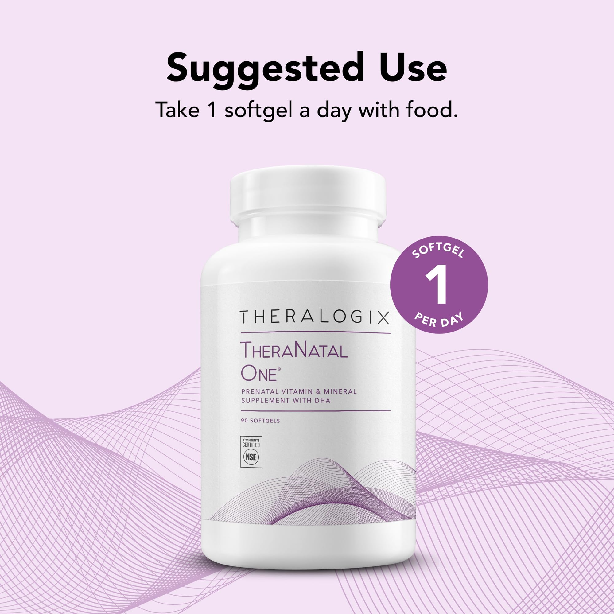 Theralogix TheraNatal One packaging showing NSF purity certification
