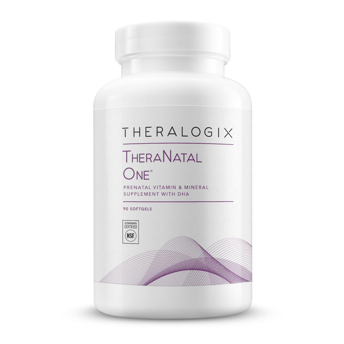 Theralogix TheraNatal One prenatal softgels bottle front view for daily pregnancy support