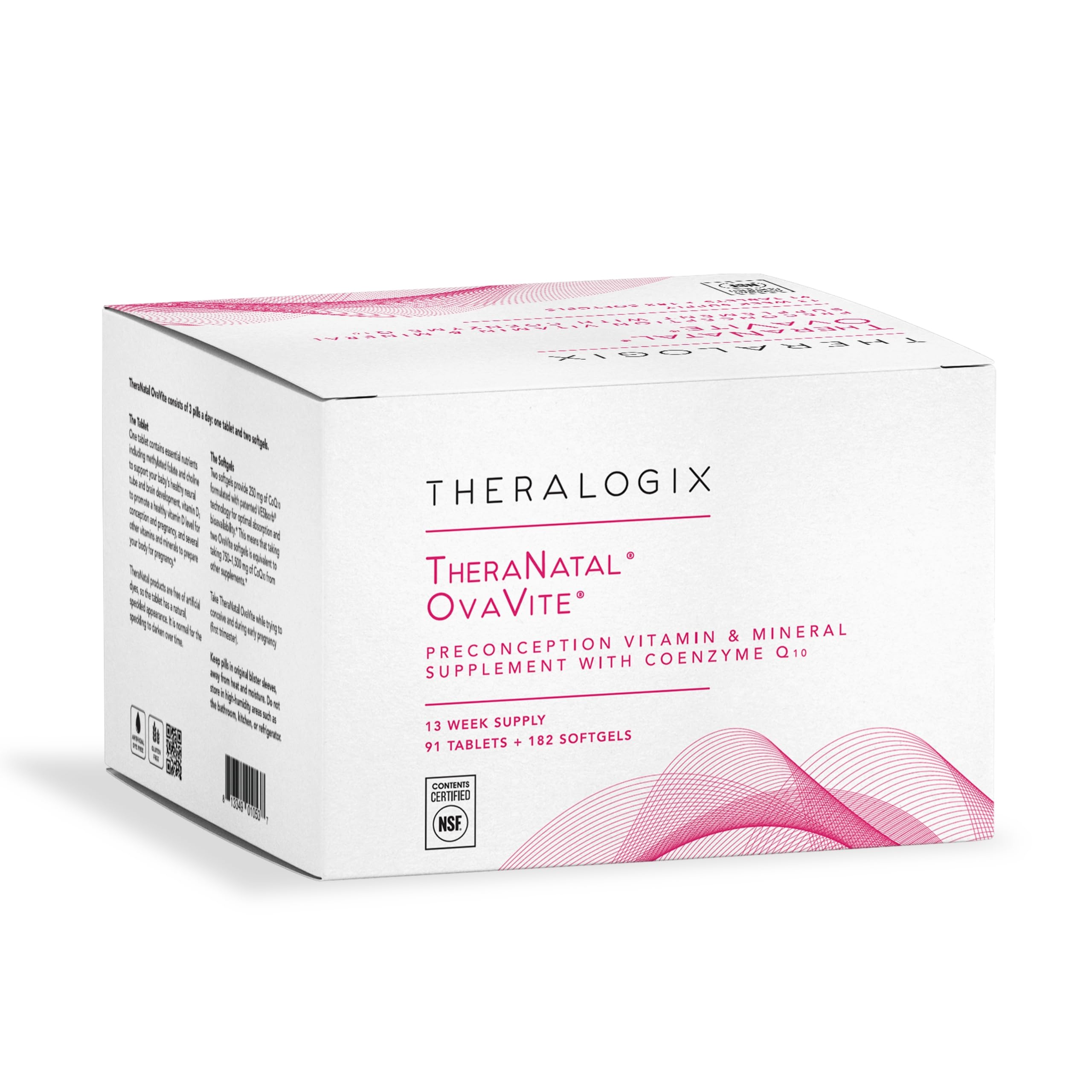 Theralogix TheraNatal OvaVite bottle showing prenatal vitamins for preconception support.